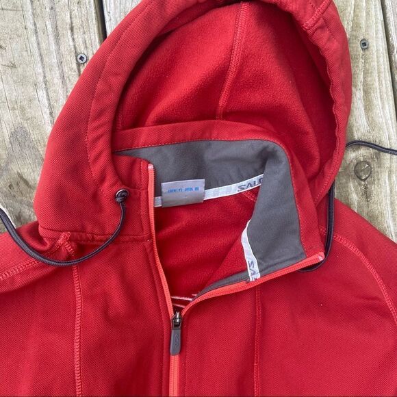 Youth Salomon Full Zip red hooded jacket XL Activewear Zipper Pockets - Picture 6 of 12